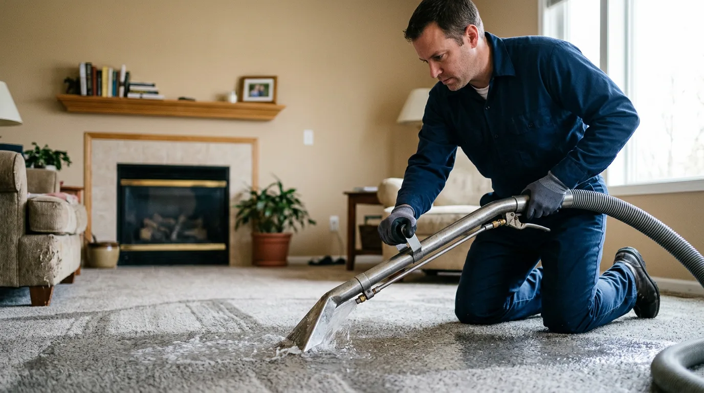 Water damage restoration technician working near Hartland, ME